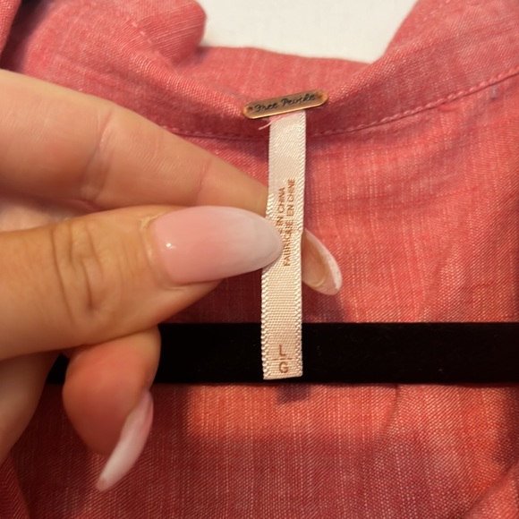 Free People Slubby Road Trip Lace Crochet Back Button Down Shirt - Picture 4 of 7